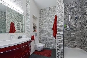 alexilena/Shutterstock.com Badmöbel, Waschbeckenunterschrank, Einrichtung Bad, Waschtisch