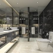 Badezimmer, Boden, Wand, Marmor, Glas, Spiegel, schick, modern
