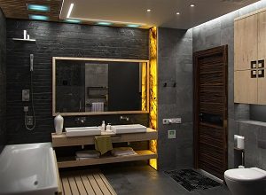 Tipp zum Bau gibt Einrichtungsideen für Ihr Badezimmer: eine Spanndecke mit aufgedrucktem Motiv.
